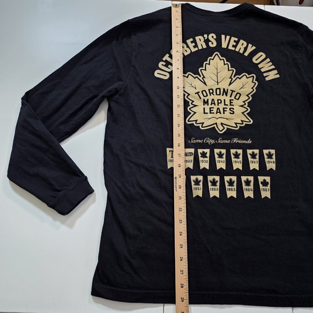 OVO Toronto Maple Leafs Graphic Print T Shirt Mens L Black Gold Stanley Cup NHL - Picture 8 of 16